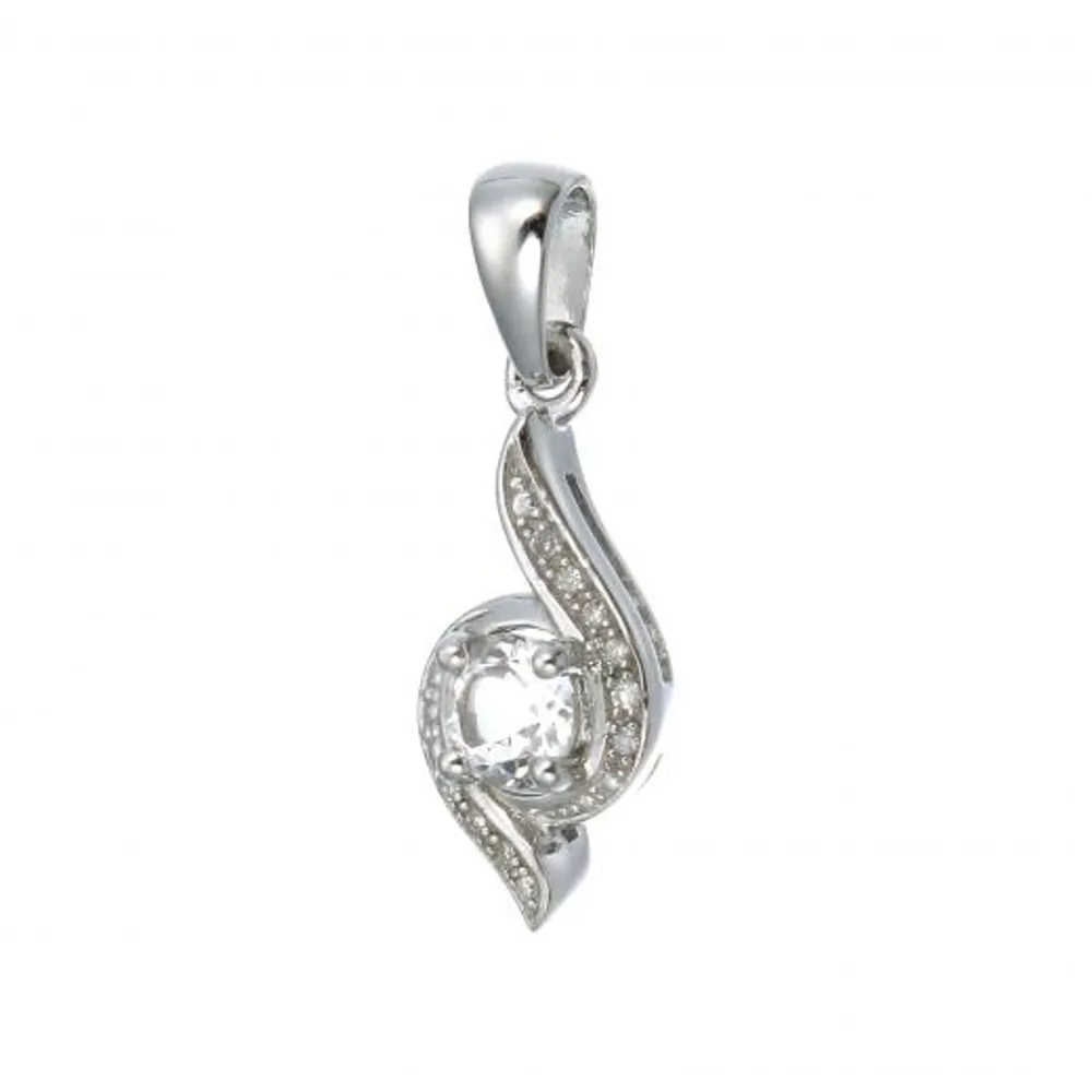 Sterling Silver Topaz & Diamond Pendant