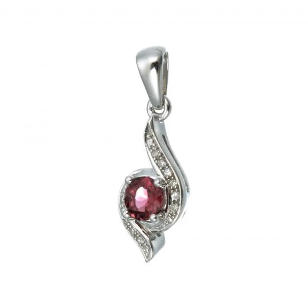 Sterling Silver Pink Tourmaline & Diamond Pendant