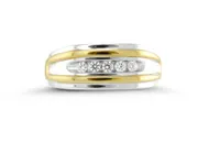 10K Yellow & White Gold Men's Diamond Wedding Band