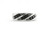 Black Sapphire Sterling Silver Men's Band