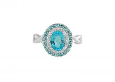 Blue & White Topaz Oval Ring