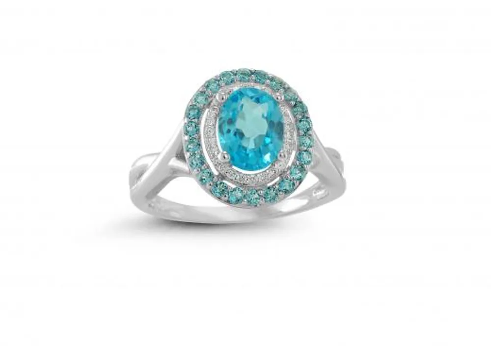 Blue & White Topaz Oval Ring