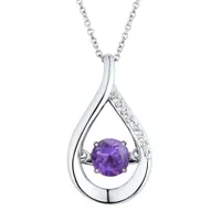 Sterling Silver Dancing Amethyst & Cubic Zirconia Pendant