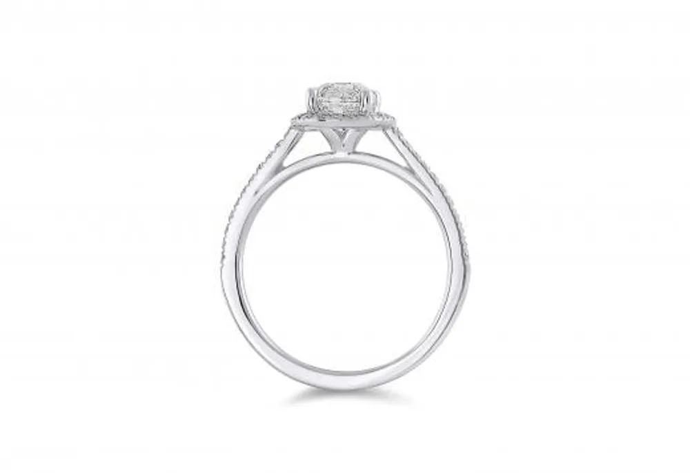 14K White Gold 1.16CT Halo Bridal Ring