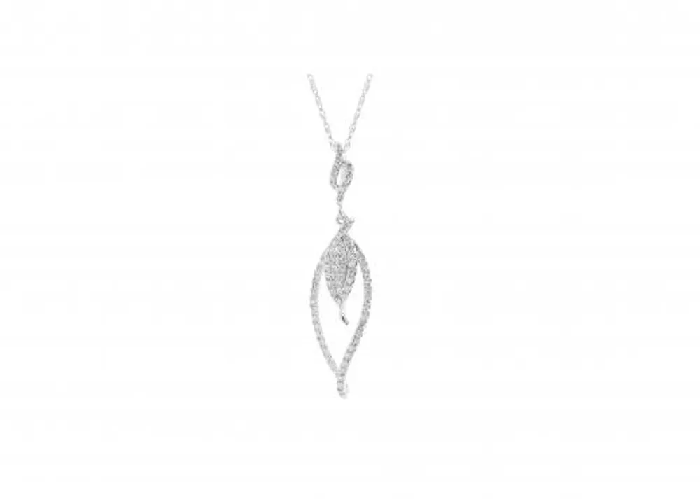 White Gold 0.33CTW Diamond Leaf Pendant