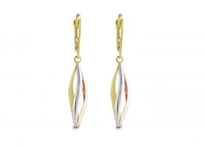 Tri-Colour Gold Drop Earrings