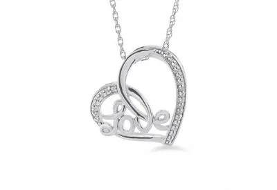 Sterling Silver Diamond "Love" Pendant