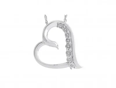 Sterling Silver Diamond Heart Pendant