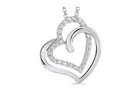Sterling Silver Cubic Zirconia Double Heart Pendant