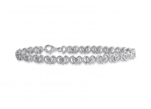 The Kindred Heart from Vera Wang Love Collection 0.085 CT. T.W. Diamond Toggle  Bracelet in Sterling Silver