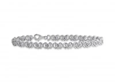 Sterling Silver Diamond Heart Bracelet