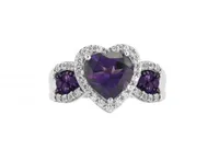 Sterling Silver Amethyst Heart Ring