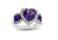 Sterling Silver Amethyst Heart Ring