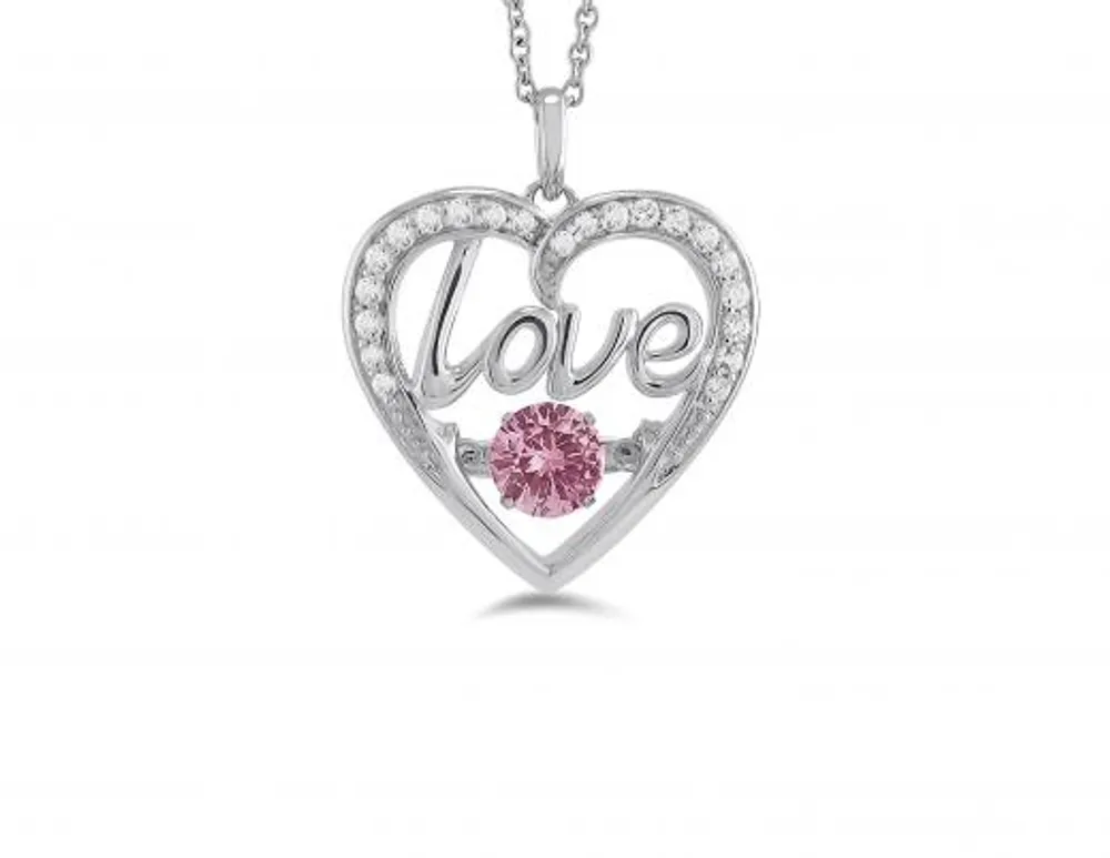 Sterling Silver Created Pink & Created White Sapphire Dancing Pendant