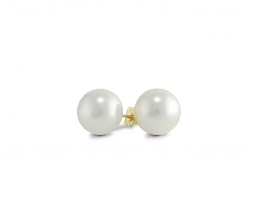 Yellow Gold 9-9.5mm Freshwater Pearl Earrings