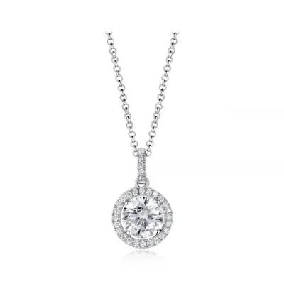 Sterling Silver Cubic Zirconia 19" Drop Pendant