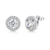 Sterling Silver Cubic Zirconia Cluster Earrings