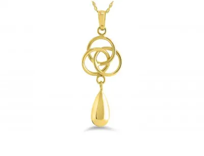 10K Yellow 17" Loveknot Teardrop Necklace