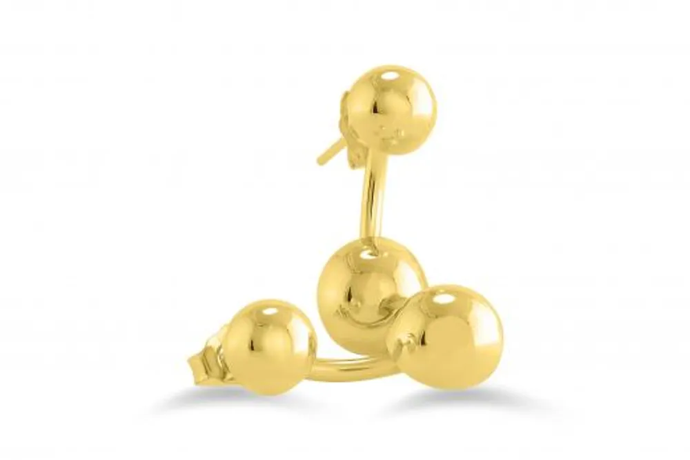 10K Yellow Gold Satin Barbell Earrings