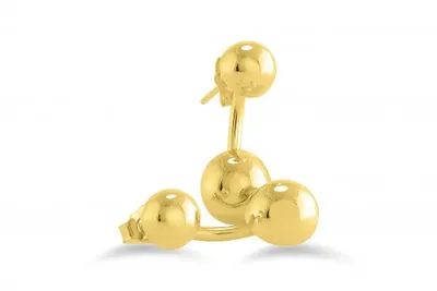 10K Yellow Gold Satin Barbell Earrings