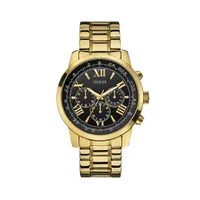 Guess Men's Gold Tone Steel Black Dial Watch