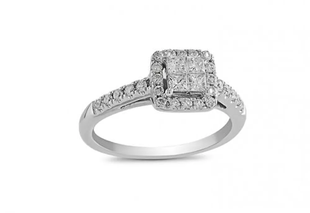 Princessa 10K White Gold 0.75CTW Bridal Ring