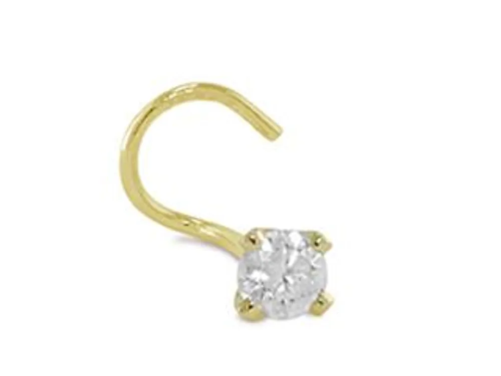 14K Yellow Gold 0.025CTW Nose Stud