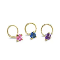 14K Yellow Gold Three Pieces Created Sapphire Nose Stud Set