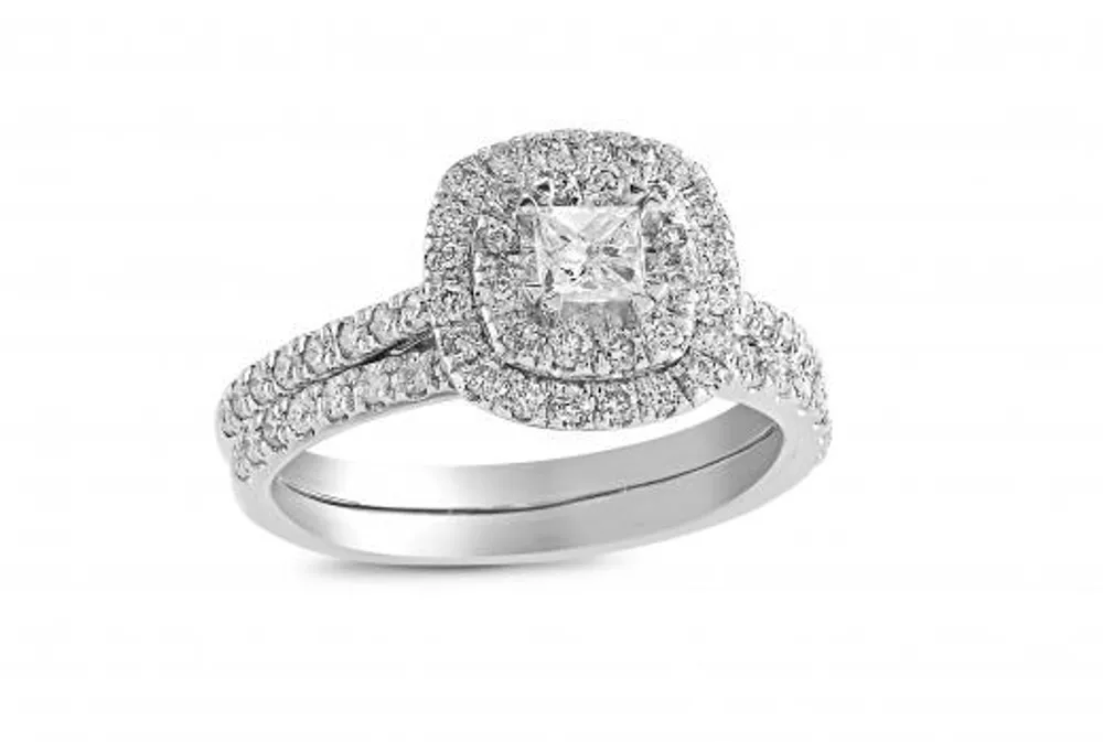 14K White Gold 1.00CTW Diamond Bridal Set