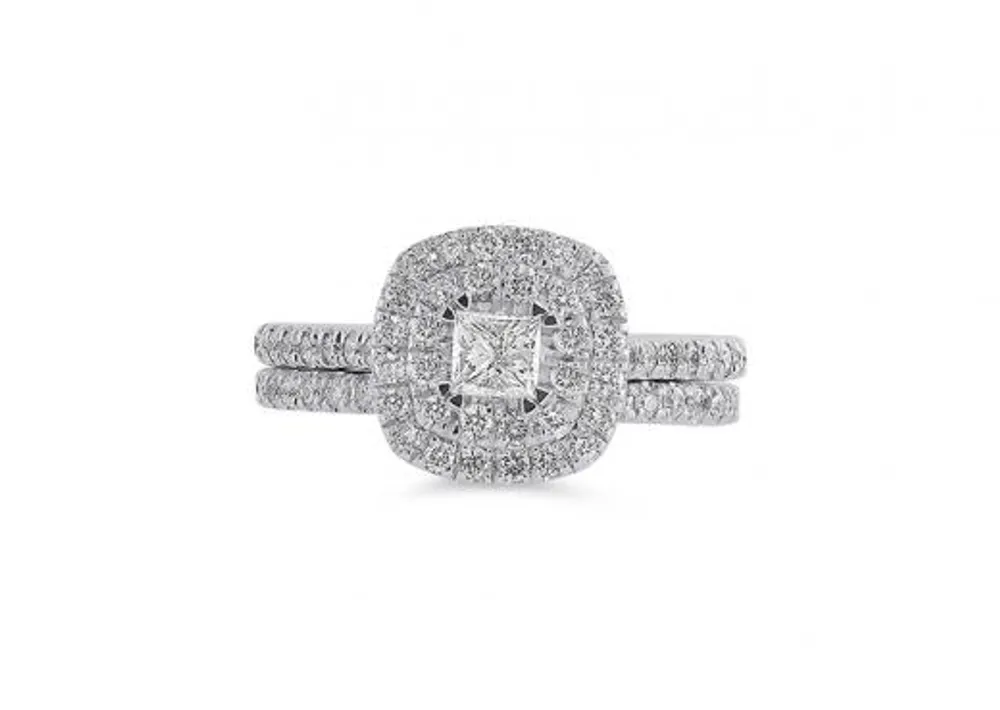 14K White Gold 1.00CTW Diamond Bridal Set