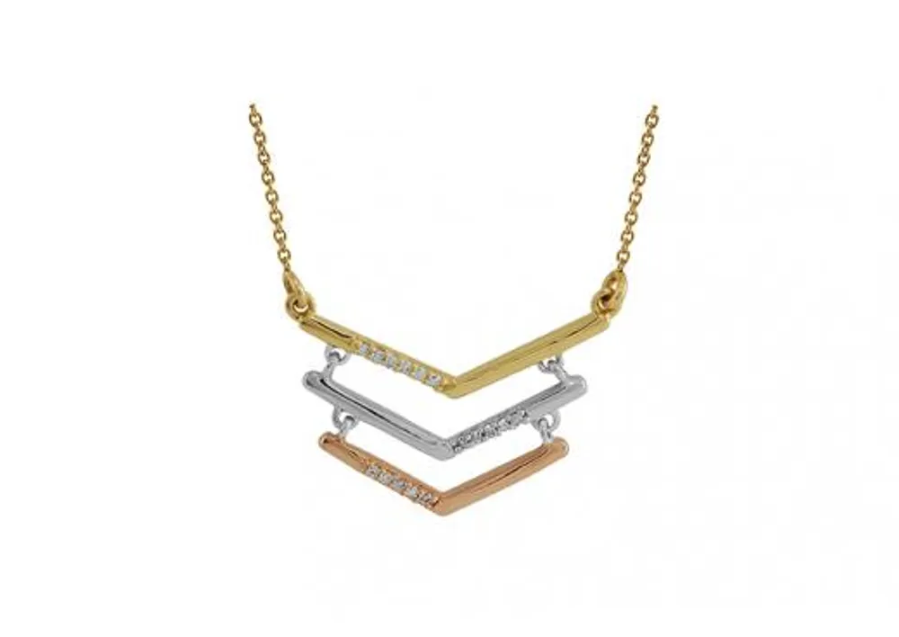 10K Tri-Colour Layered Necklace