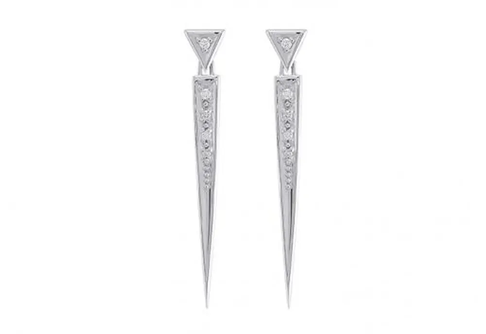 Sterling Silver Pointed Diamond Earrings