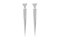 Sterling Silver Pointed Diamond Earrings