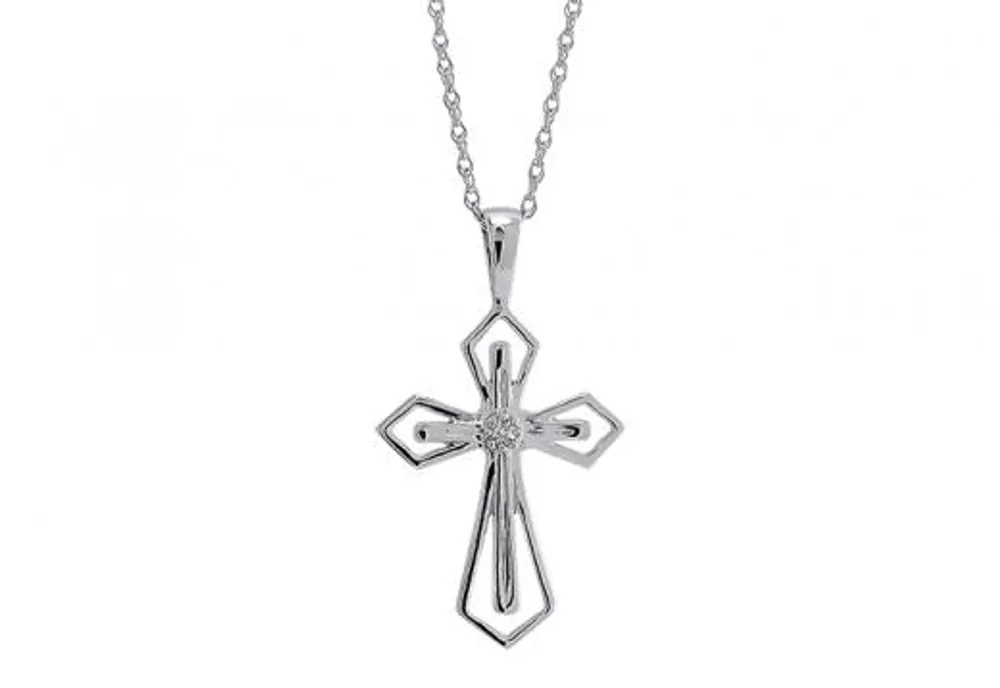 10K White Gold Cross Pendant