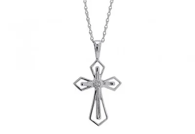 10K White Gold Cross Pendant