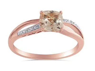 10K Rose Gold Morganite and Diamond Ring