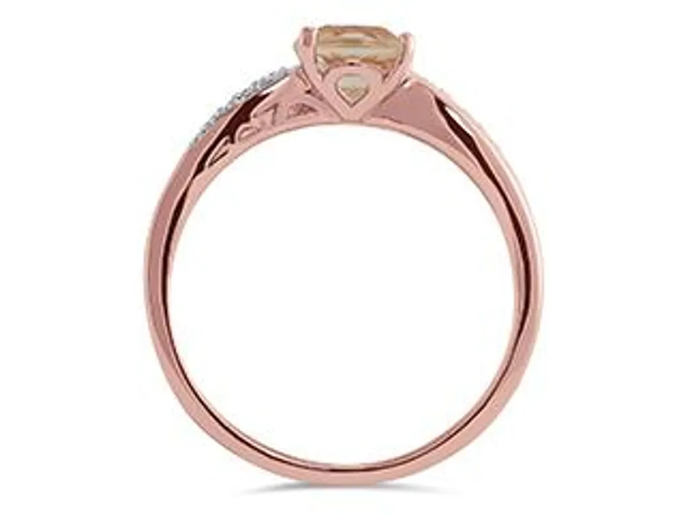 10K Rose Gold Morganite and Diamond Ring