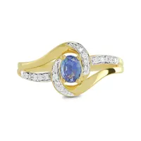 10K Yellow Gold Oval Diamond Tanzanite Ring