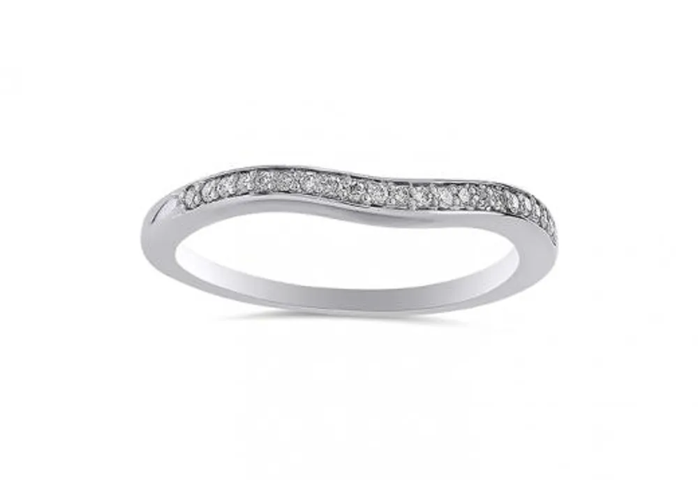 14K White Gold Contour Band