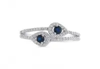 10K White Gold Blue Sapphire & White Topaz Ring