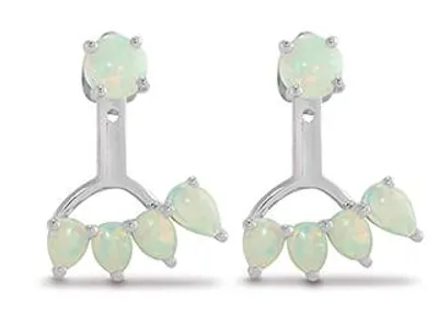 Sterling Silver Created Opal Earrings