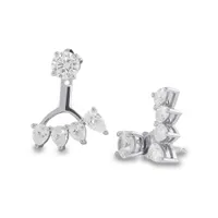 Sterling Silver Created White Sapphire Front Back Earrings