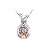 Sterling Silver 10K Rose Gold Dancing Diamond Pendant