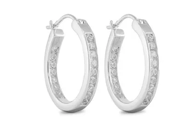 Sterling Silver White Sapphire Hoops