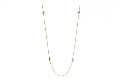 10K Tri-Colour Diamond Cut Stationary Bead Necklace