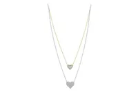 Sterling Silver & Yellow Gold Double Heart Diamond Necklace