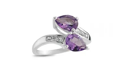 Sterling Silver Amethyst & Created White Sapphire Ring