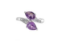 Sterling Silver Amethyst & Created White Sapphire Ring