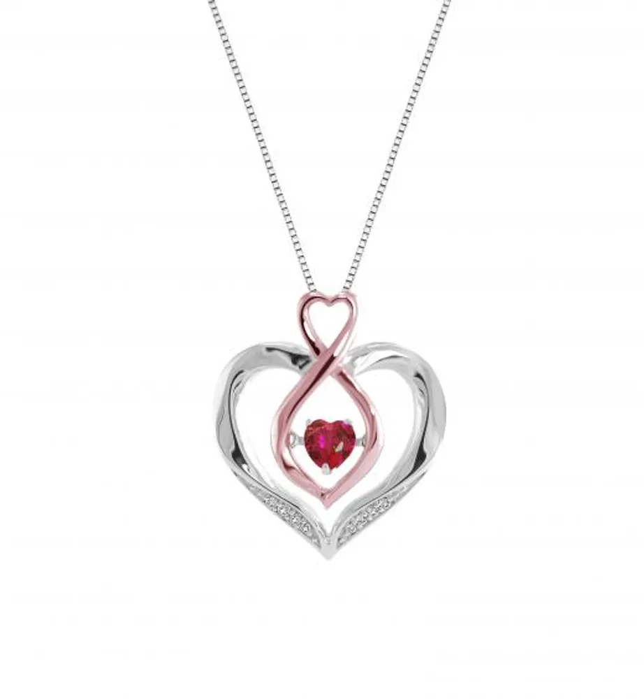 Sterling Silver Created Ruby & Created White Sapphire Heart Pendant