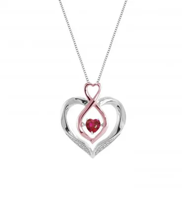 Sterling Silver Created Ruby & Created White Sapphire Heart Pendant